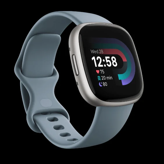 FITBIT Versa 4 Smart Watch - Waterfall Blue & Platinum thumbnail